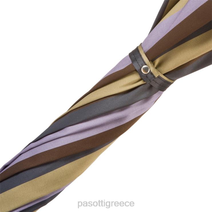 ομπρέλα | PASOTTI 142 6496-12 cbr - μασίφ ριγέ ομπρέλα καστανιάς με άκρο πόμολο 2N6B8102 άνδρες